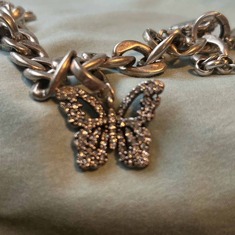 Fossil Silver Charm Bracelet with Pink and Purple Accents - Picture 10 of 12